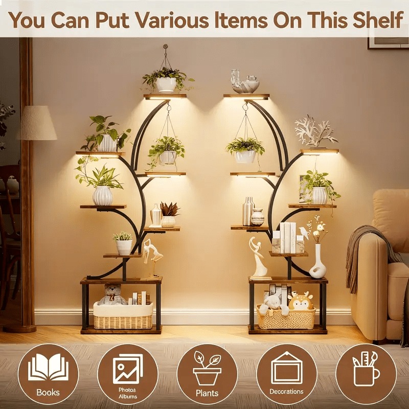 Home Bar Shelves - 8단 금속 실내 식물 스탠드 나무