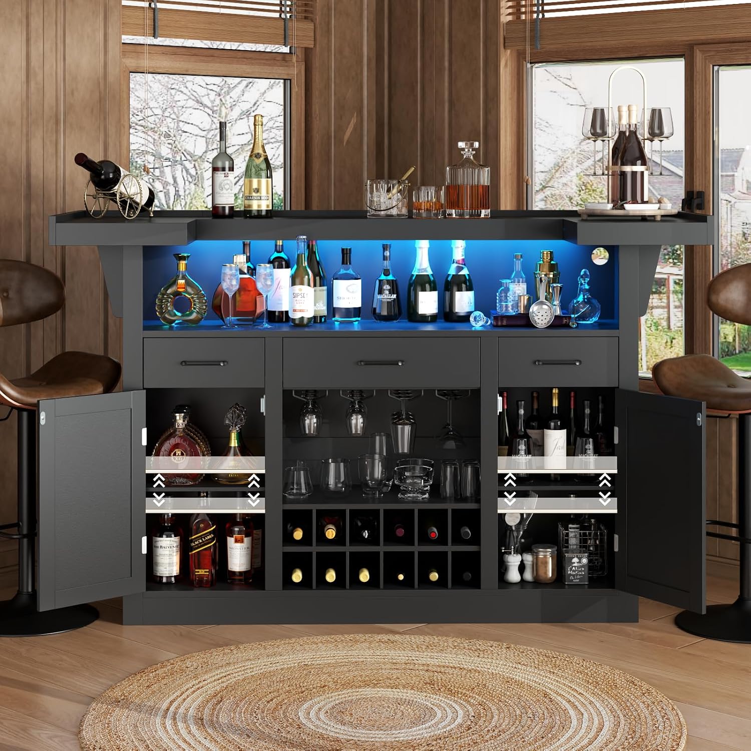 71인치 LED 조명 및 3개의 서랍이 있는 바 캐비닛 - Home Bar Shelves 리뷰 및 가격