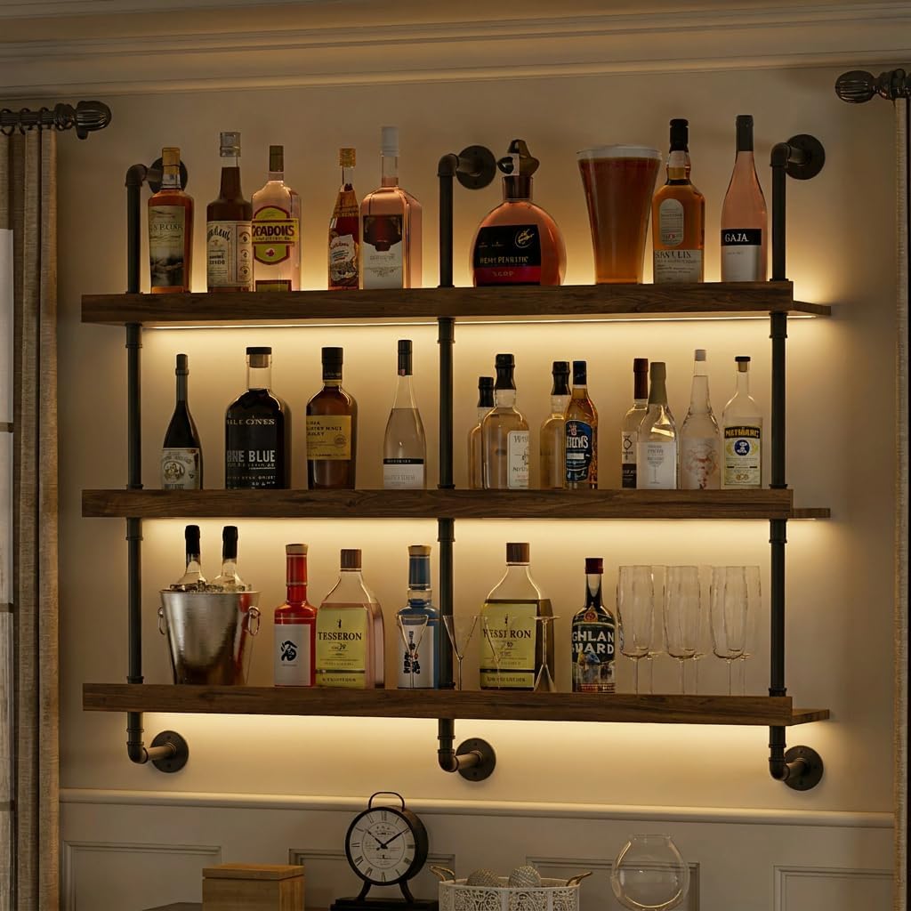 벽걸이식 LED 조명 와인랙 3단 플로팅 바 선반 주류 - Home Bar Stand 리뷰 및 가격